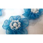 12 Organza Craft Flower for Wedding Sweet 16 or All Purpose Crafts Turquoise Appliqué Sow